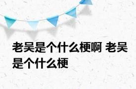 老吴是个什么梗啊 老吴是个什么梗