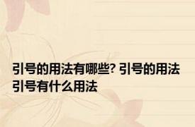 引号的用法有哪些? 引号的用法 引号有什么用法