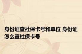 身份证查社保卡号和单位 身份证怎么查社保卡号