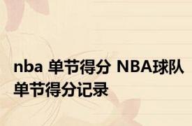 nba 单节得分 NBA球队单节得分记录