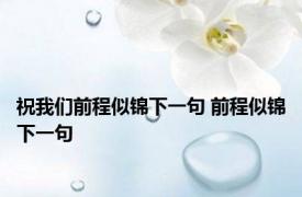 祝我们前程似锦下一句 前程似锦下一句