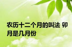 农历十二个月的叫法 卯月是几月份