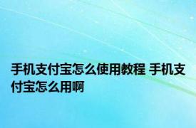 手机支付宝怎么使用教程 手机支付宝怎么用啊