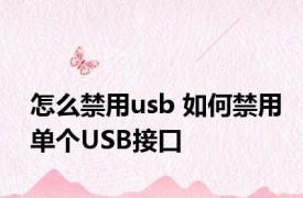 怎么禁用usb 如何禁用单个USB接口