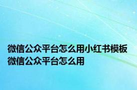 微信公众平台怎么用小红书模板 微信公众平台怎么用