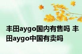 丰田aygo国内有售吗 丰田aygo中国有卖吗