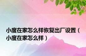 小度在家怎么样恢复出厂设置（小度在家怎么样）