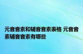 元音音素和辅音音素表格 元音音素辅音音素有哪些