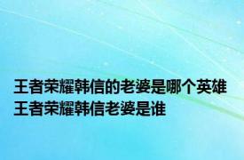 王者荣耀韩信的老婆是哪个英雄 王者荣耀韩信老婆是谁