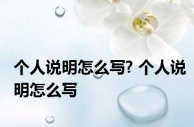 个人说明怎么写? 个人说明怎么写