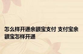 怎么样开通余额宝支付 支付宝余额宝怎样开通