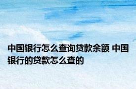 中国银行怎么查询贷款余额 中国银行的贷款怎么查的