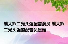 熊大熊二光头强配音演员 熊大熊二光头强的配音员是谁