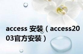 access 安装（access2003官方安装）