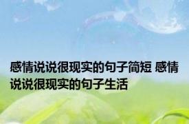 感情说说很现实的句子简短 感情说说很现实的句子生活