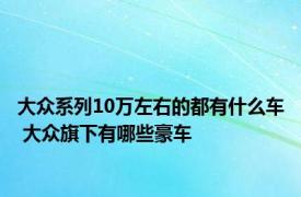 大众系列10万左右的都有什么车 大众旗下有哪些豪车