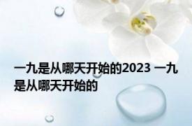 一九是从哪天开始的2023 一九是从哪天开始的