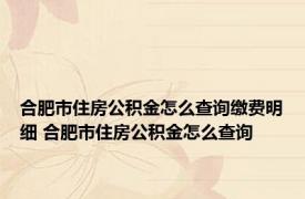 合肥市住房公积金怎么查询缴费明细 合肥市住房公积金怎么查询