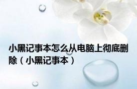 小黑记事本怎么从电脑上彻底删除（小黑记事本）