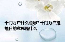 千门万户什么意思? 千门万户撞撞日的意思是什么