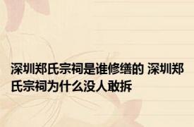 深圳郑氏宗祠是谁修缮的 深圳郑氏宗祠为什么没人敢拆