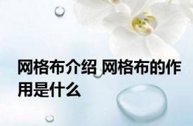 网格布介绍 网格布的作用是什么