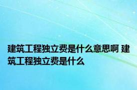 建筑工程独立费是什么意思啊 建筑工程独立费是什么