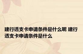 建行透支卡申请条件是什么呢 建行透支卡申请条件是什么