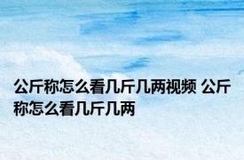 公斤称怎么看几斤几两视频 公斤称怎么看几斤几两