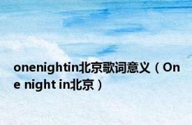 onenightin北京歌词意义（One night in北京）