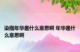 染指年华是什么意思啊 年华是什么意思啊