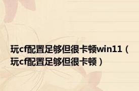 玩cf配置足够但很卡顿win11（玩cf配置足够但很卡顿）