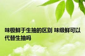 味极鲜于生抽的区别 味级鲜可以代替生抽吗