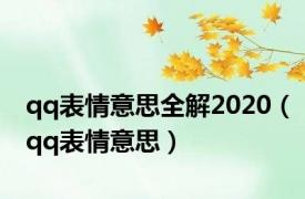 qq表情意思全解2020（qq表情意思）