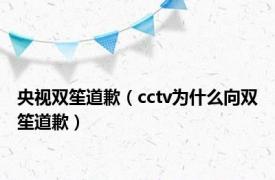 央视双笙道歉（cctv为什么向双笙道歉）