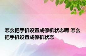 怎么把手机设置成停机状态呢 怎么把手机设置成停机状态