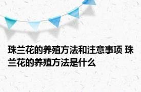 珠兰花的养殖方法和注意事项 珠兰花的养殖方法是什么