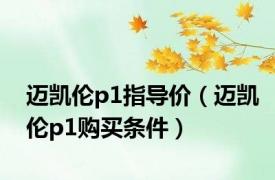 迈凯伦p1指导价（迈凯伦p1购买条件）