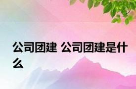 公司团建 公司团建是什么