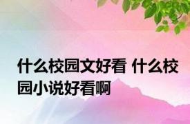 什么校园文好看 什么校园小说好看啊