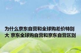 为什么京东自营和全球购差价特别大 京东全球购自营和京东自营区别