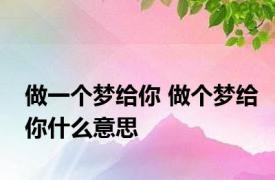 做一个梦给你 做个梦给你什么意思