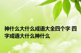 神什么大什么成语大全四个字 四字成语大什么神什么