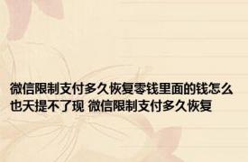 微信限制支付多久恢复零钱里面的钱怎么也天提不了现 微信限制支付多久恢复