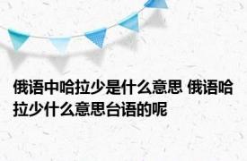 俄语中哈拉少是什么意思 俄语哈拉少什么意思台语的呢