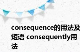 consequence的用法及短语 consequently用法