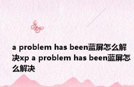 a problem has been蓝屏怎么解决xp a problem has been蓝屏怎么解决