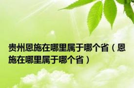 贵州恩施在哪里属于哪个省（恩施在哪里属于哪个省）