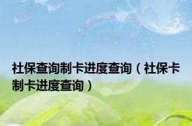 社保查询制卡进度查询（社保卡制卡进度查询）