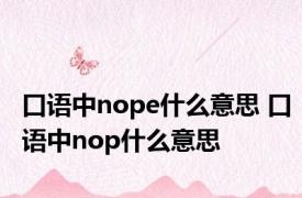 口语中nope什么意思 口语中nop什么意思